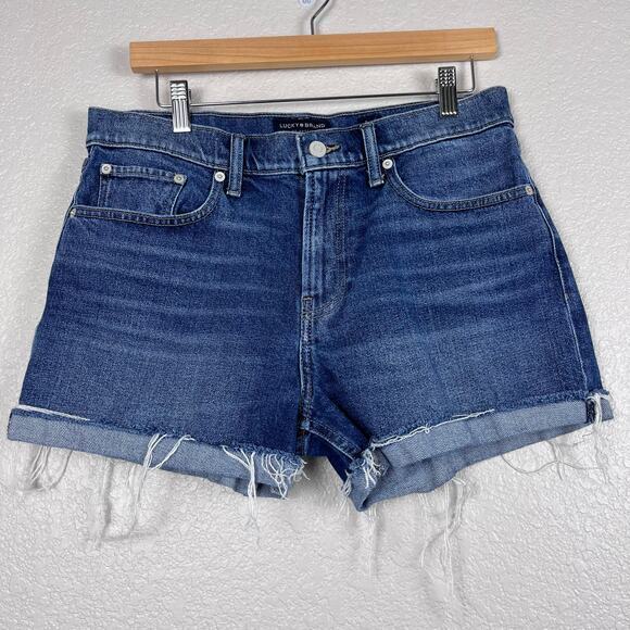 Lucky‎ Brand Womens Cutoff Shorts 8/29 Relaxed Short Denim Raw Cuffed Hem  Y2K - Picture 1 of 5